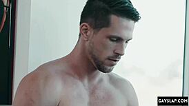 Hot gay twink takes rough interracial pounding in tight ass with big cock