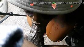 babe sucks monster cock sloppy in homemade close-up