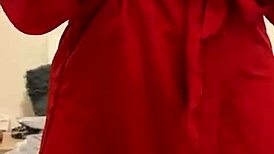 i feel the pleasure as brunette in red lingerie plays with herself