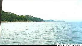 Ebony sexpot jordana fox receives facial cumshot on boat