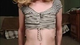 Trap riding dildo hard! Cute transsexual masturbating with toys!