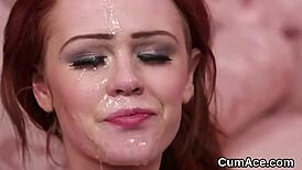 สาวร่านกลืนน้ำว่าวพุ่งหน้าตา