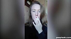 amateur blonde hottie loves fingering her shaved pussy at home