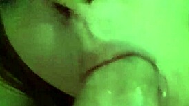 Wet Blowjob from Wife with Cum on Small Tits