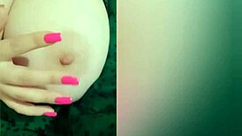 I am a young beauty in green dress playing with big natural tits to orgasm.