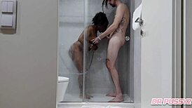 ebony luxury escort fucks client in motel bathroom 😏