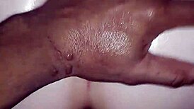 oiled bbw blonde takes big black cock pov