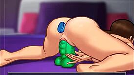 in summertime saga, my stepsister gives me a handjob for her fans.