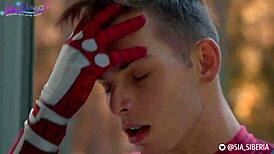 i'm sia siberia, having spider-man sex at home with big tits and monster cock