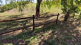 flashing pussy in public park, young guy helps me squirt!