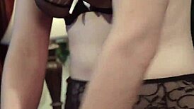 redhead lezdom brutally anal fucks bound asian slave in kinky bondage session