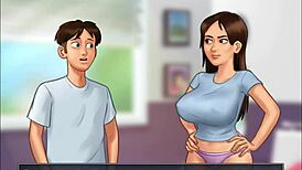 in summertime saga, my stepsister gives me a handjob for her fans.