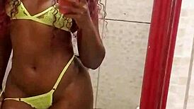 latina in lingerie shows natural tits at outdoor party