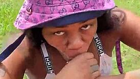 Girl Needs Some Pocket Change For Sloppy Blowjob On Big Black Cock!