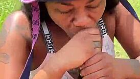 Girl Needs Some Pocket Change For Sloppy Blowjob On Big Black Cock!