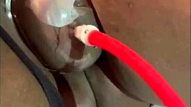 Pussy Pump Leads to Squirting Orgasm with Labia Spread Wide