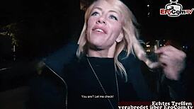 German blonde tattooed fitness teen picked up for real street sex