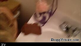 Toothpaste spit sloppy blowjob for a mature friend