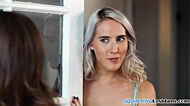 Romantic lesbian duo squirts hard after steamy play