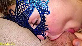 Real couple performs sloppy blowjob and ball licking before cum on big tits