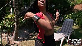 Outdoor scene with angles and facial focus