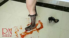 sweet jeles destroying with high heels shoes on the floor c2