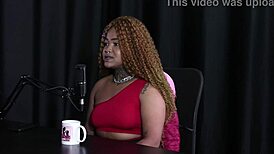 Black Duquesa in sheer red lingerie