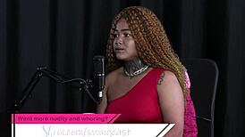 Black Duquesa in sheer red lingerie