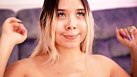 Sexy Chubby Blonde Moaning While Masturbating with Lush Lovense Toy