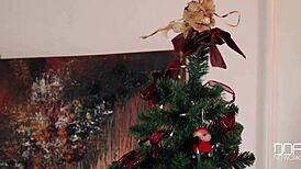 Horny this holiday? Her shaved pussy is your gift, wanna unwrap it?