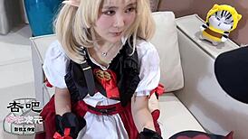 Cosplay Beauty's Pussy Awaits Traveler