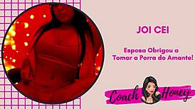 Wife forces cuckold to drink lover's cum in JOI CEI guided jerk off.