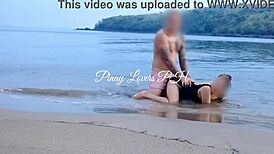 amateur couple gets naughty with public sex on sunny beach