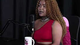 Black Duquesa in sheer red lingerie