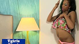 Seductive Nubian Transsexual Jerking Solo in Lingerie