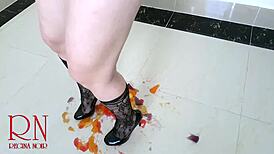 sweet jeles destroying with high heels shoes on the floor c2