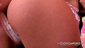 teasing teen sucks vibrator before fucking it hard