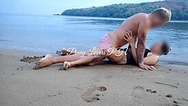 amateur couple gets naughty with public sex on sunny beach