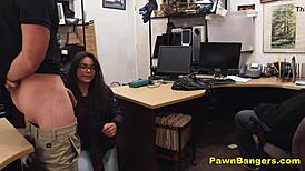 slut caught stealing at shop sucks and fucks owner under desk to escape