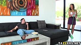 jaye summers sucks keiran lee's cock for extra bucks