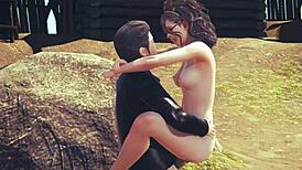 3D Cartoon Blowjob with Monster Cock in Nature