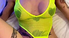 sexy tattooed hottie misha montana rides in lingerie.