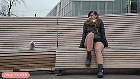 jeny smith flashes seamless pantyhose in public upskirt outdoor 😏