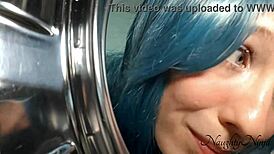 finally trapped in the washing machine for a wild ride