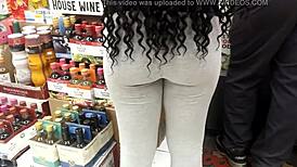 ebony shorty buying booze in baltimore store on hidden camera