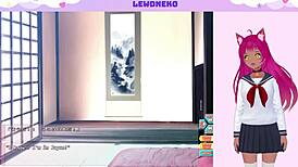 Vtuber engages in solo masturbation while playing Go Go Nippon game, reaching orgasm with vibrator.