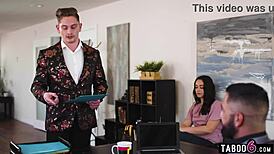 Boss And Assistant Explore Bisexual Threesome With Boyfriend In Office