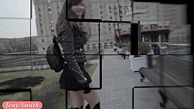 jeny smith flashes seamless pantyhose in public upskirt outdoor 😏