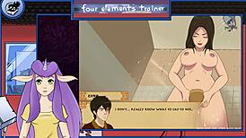 Avatar shower scene with hentai masturbation and boobs