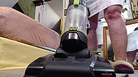 vacuuming in slippers with no panties on, quite a sight!